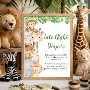 Oh Boy! Safari Shower   Late Night Diapers Sign