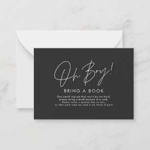 oh boy script black baby shower bring a book card