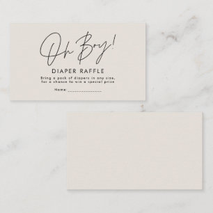 oh boy script cream neutral shower diaper raffle card