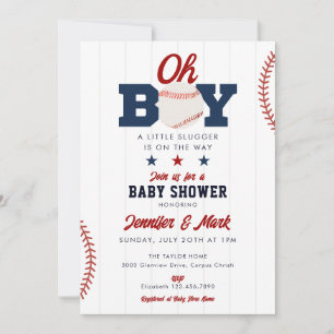 Oh Boy Slugger Baseball All In One Baby Shower Invitation