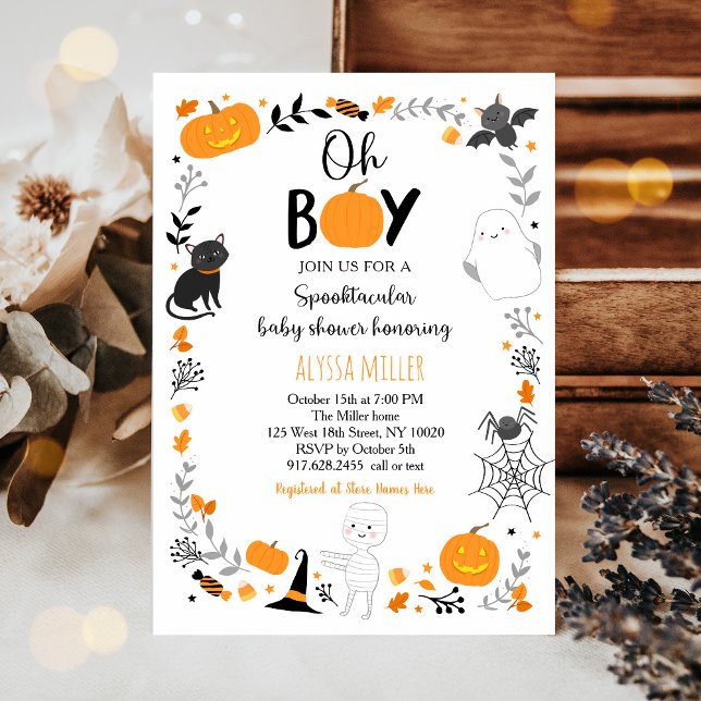 Oh Boy Spooktacular Halloween Baby Shower Invitation (Creator Uploaded)