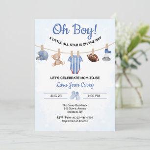 Oh Boy Sports Baby Shower Invitation