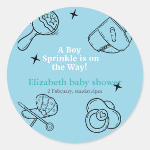 Oh Boy sprinkle It's A Boy Baby Shower  Classic Round Sticker