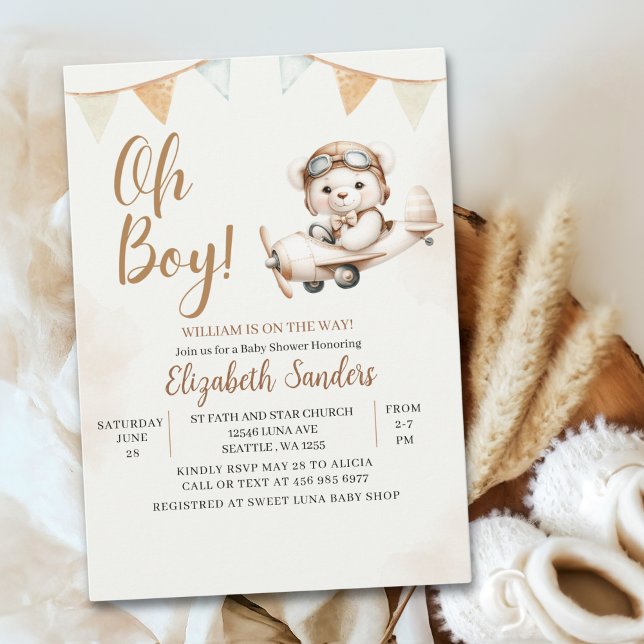 Oh Boy,  Teddy Bear Baby shower boy Invitation (Creator Uploaded)