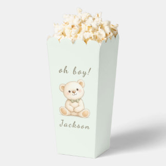 Oh Boy Teddy Bear Baby Shower Popcorn  Favour Box