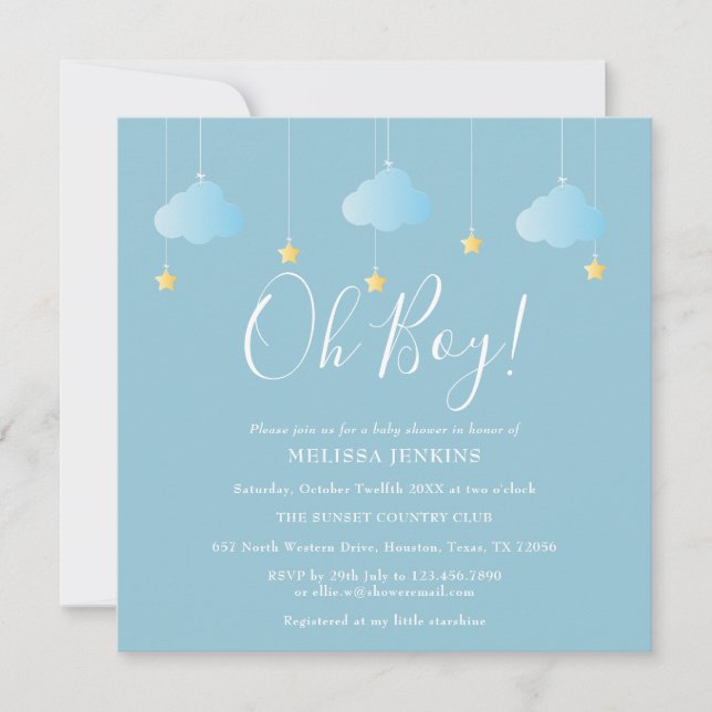 Oh Boy Twinkle Twinkle Baby Shower / Sprinkle Invitation (Front)