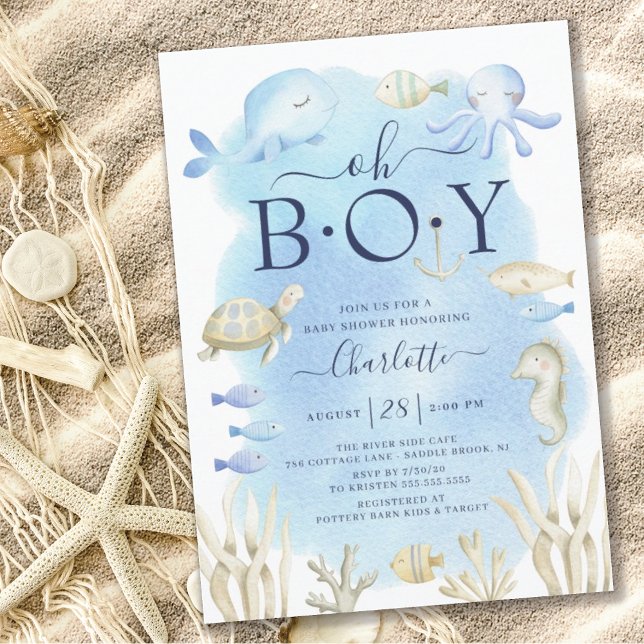 Oh Boy Under The Sea Baby Shower  Invitation (Creator Uploaded)