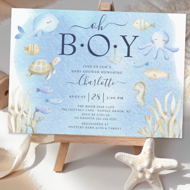 Oh Boy Under The Sea Baby Shower  Invitation (Creator Uploaded)