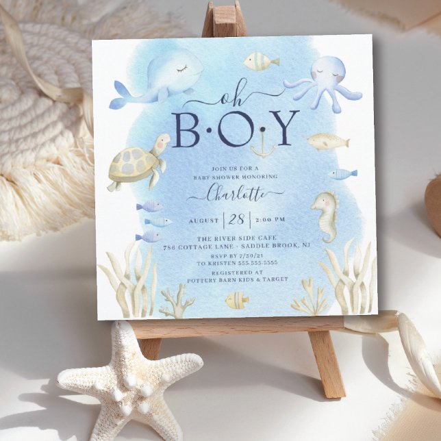 Oh Boy Under The Sea Baby Shower  Invitation (Creator Uploaded)