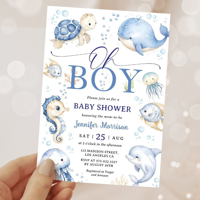 Oh Boy Under The Sea Ocean Baby Shower Invitation (Creator Uploaded)