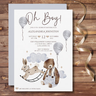 Oh Boy Vintage Baby Shower Invitation