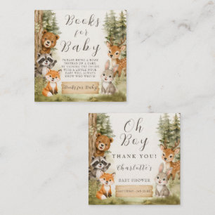 Oh Boy Watercolor Rustic Woodland Baby Shower Book Enclosure Card