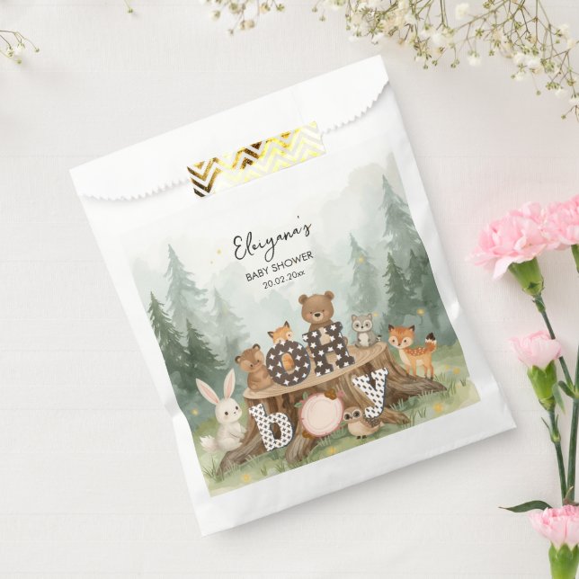 Oh Boy Watercolor Woodland Animals Baby Shower  Favour Bags (Sealed)