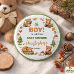 Oh Boy Watercolor Woodland Bear Baby Shower 3 Cm Round Badge<br><div class="desc">Cute Oh Boy watercolor woodland bear baby shower button, perfect for woodland-themed baby boy showers and fun party accessories. 🧸🌲🎉 Add a fun little touch to your celebration with this Oh Boy watercolor woodland bear baby shower button! Featuring an adorable bear and soft woodland watercolor details, it’s perfect for a...</div>