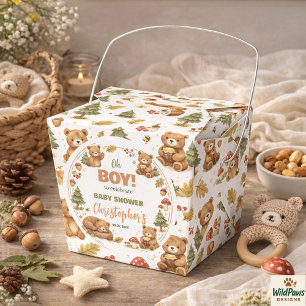 Oh Boy Watercolor Woodland Bear Baby Shower Favour Box