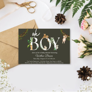 Oh Boy Wild Safari Animal Jungle Boy Baby Shower Invitation