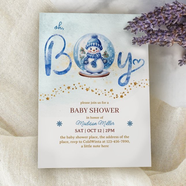 Oh Boy Winter Theme Baby Shower Invitation (Creator Uploaded)