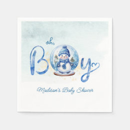 Oh Boy Winter Theme Baby Shower Napkin