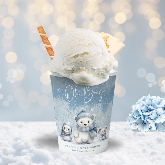 Oh Boy Winter | Woodland Baby Shower Paper Cups (Creator Uploaded)