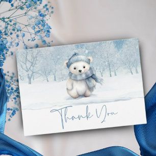 Oh Boy Winter Woodland Baby Shower Thank You Card