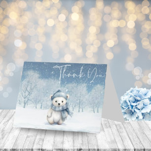 Oh Boy Winter Woodland Baby Shower Thank You Card