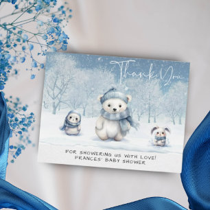 Oh Boy Winter Woodland Baby Shower Thank You Card