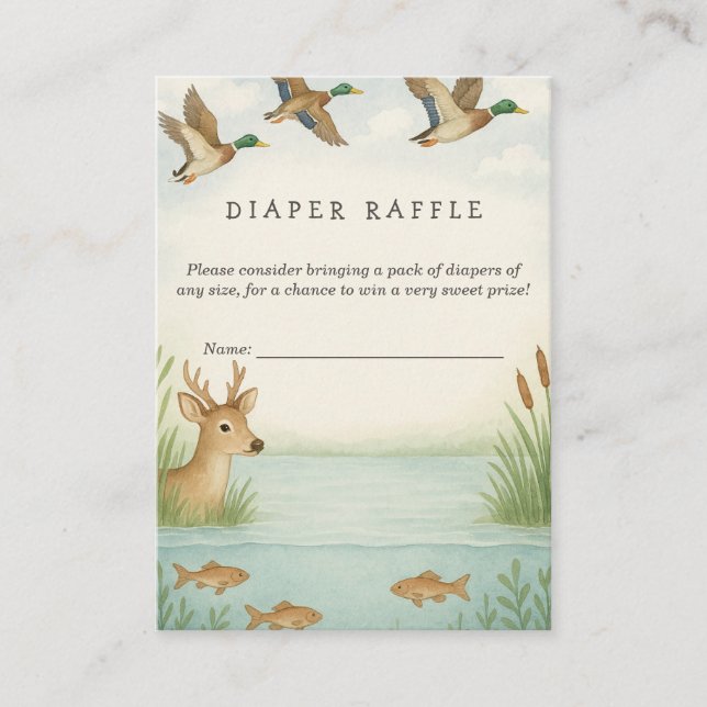 Oh Boy! Woodland Baby Shower Diaper Raffle Enclosure Card (Front)