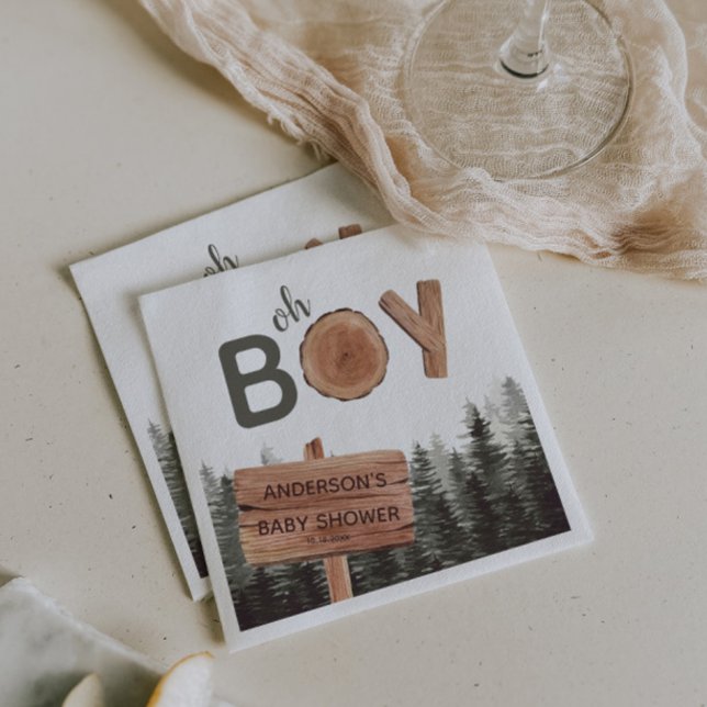 Oh Boy - Woodland Baby Shower Napkin (Creator Uploaded)