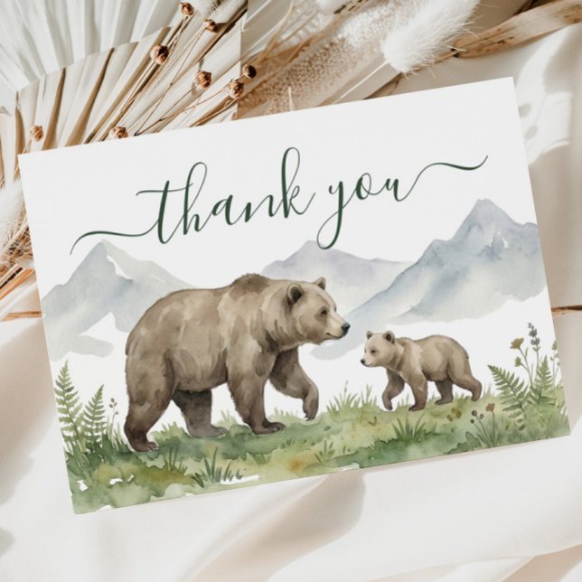 Oh Boy Woodland Bear Baby Shower Thank You Card (Oh Boy Woodland Bear Baby Shower Thank You Card)