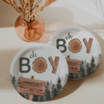 Oh Boy - Woodland Rustic Baby Shower  Paper Plate<br><div class="desc">Rustic woodland - "oh boy" boy baby shower plates</div>