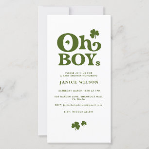 Oh Boys St. Patrick's Day Baby Shower Invitation