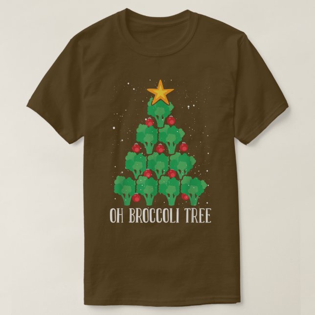 Oh Broccoli Tree Vegetarian Xmas Vegan Merry Chris T-Shirt (Design Front)
