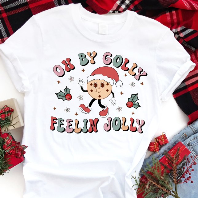 Oh By Golly Feelin' Jolly Retro Christmas Tri-Blend Shirt (Creator Uploaded)