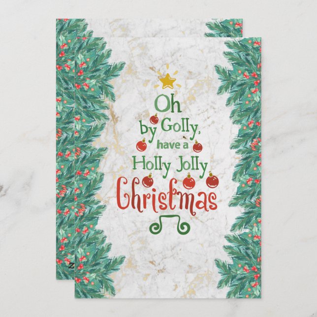 Oh By Golly Holly Jolly Holiday Card (Front/Back)