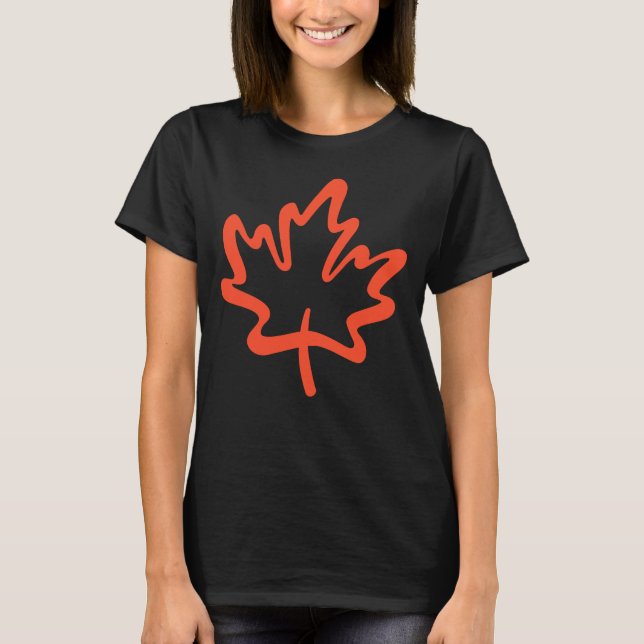 Oh Canada! Day Canadian Maple Leaf Big Red Black T-Shirt (Front)