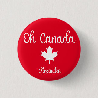 Oh Canada | Elegant  Maple Leaf 3 Cm Round Badge