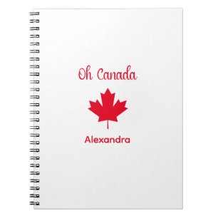 Oh Canada Elegant Red Maple Leaf Notebook
