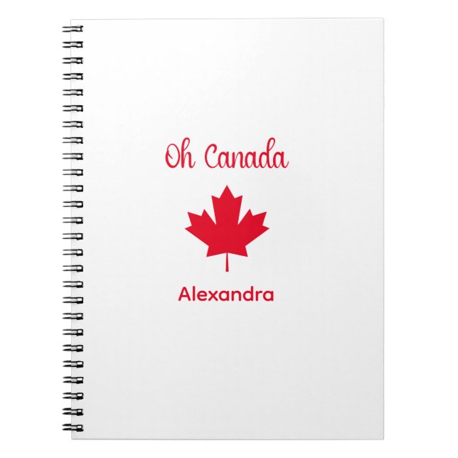 Oh Canada | Elegant Red Maple Leaf Notebook (Front)