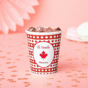 Oh Canada   Elegant Red Maple Leaf Paper Cups
