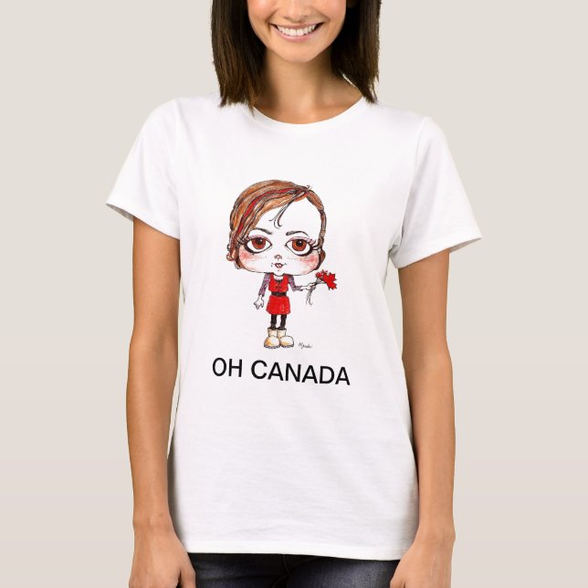 Oh Canada girl with maple leaf T-Shirt (Front)