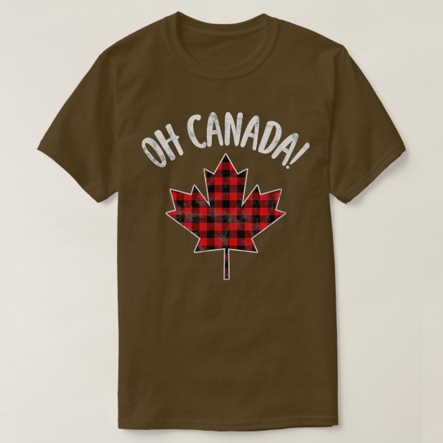 Oh Canada! Plaid Maple Leaf Canadian Distressed (1 T-Shirt (Design Front)