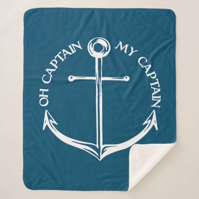 Oh Captain My Captain Sherpa Blanket (Front)
