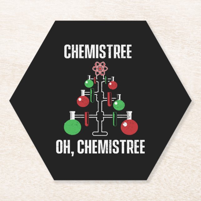 Oh Chemist Tree Chemistree Pun Science Paper Coaster (Front)