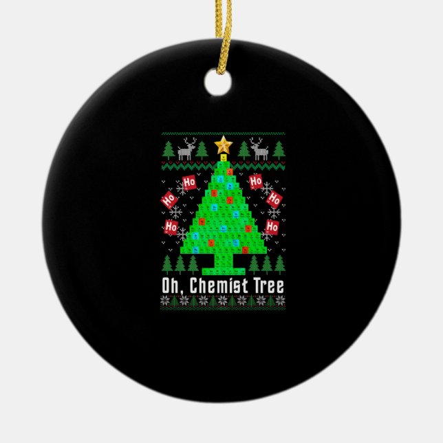 Oh Chemist Tree Merry Chemistree Chemistry Ugly Ch Ceramic Tree Decoration (Front)