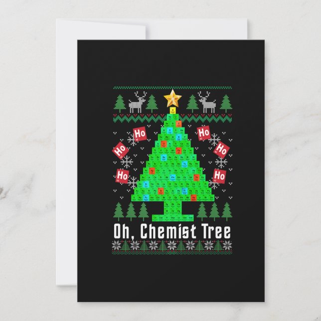 Oh Chemist Tree Merry Chemistree Chemistry Ugly Ch Holiday Card (Front)