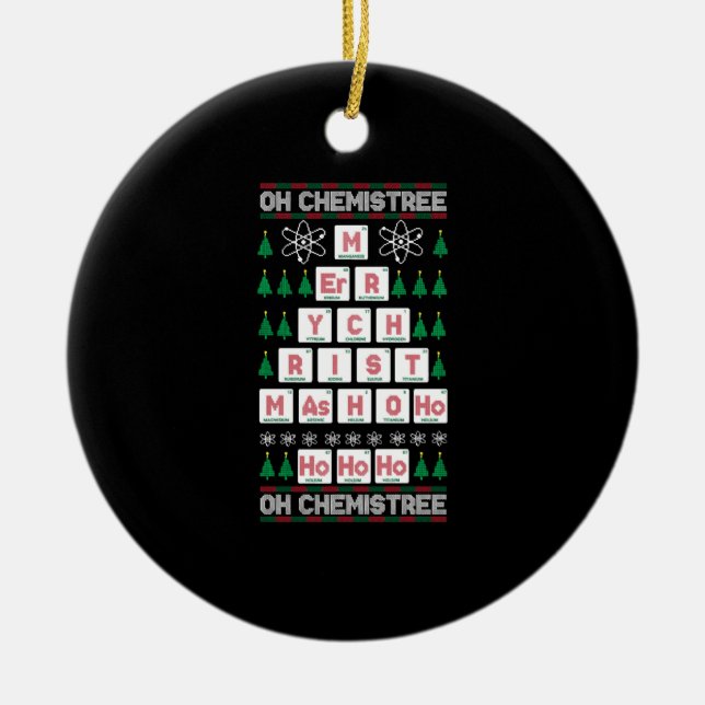 oh chemistree Chemist Science Christmas Ceramic Tree Decoration (Front)