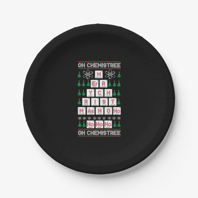 oh chemistree Chemist Science Christmas Paper Plate (Front)