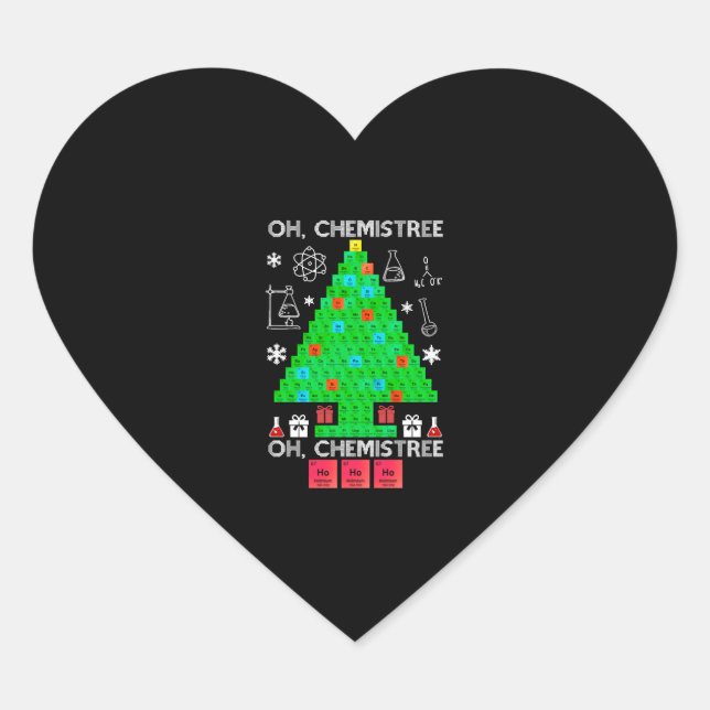 Oh Chemistree Chemist Tree Funny Science Christmas Heart Sticker (Front)
