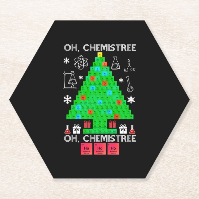 Oh Chemistree Chemist Tree Funny Science Christmas Paper Coaster (Front)