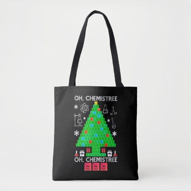 Oh Chemistree Chemist Tree Funny Science Christmas Tote Bag (Front)